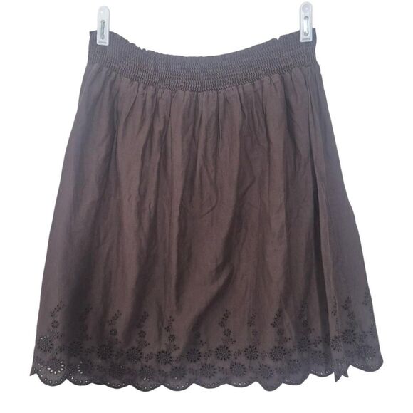 Old Navy Brown Eyelet Trim Lined Skirt Y2K Boho Fairy Size Medium - Picture 4 of 6